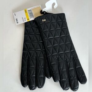 NWT Michael Kors Black Leather Quilted Gloves Sizes Small & Medium available